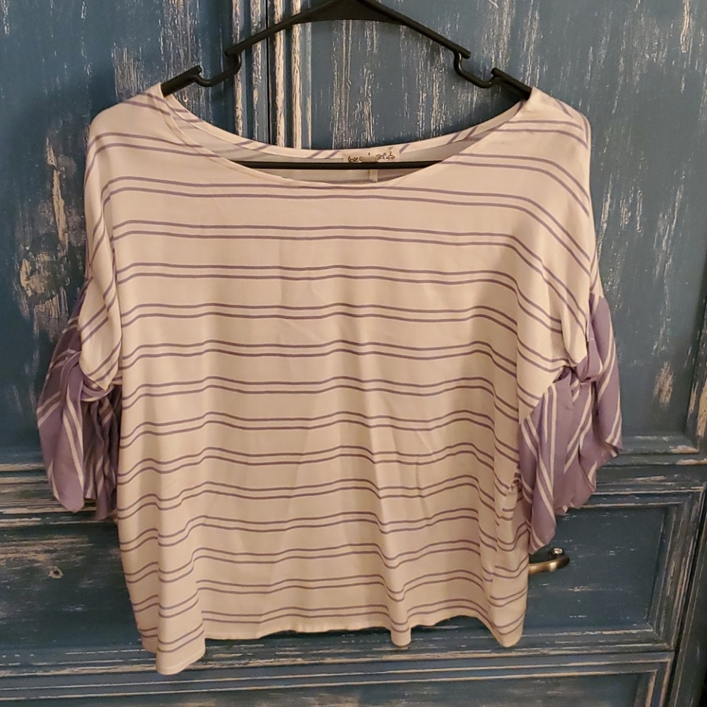 Purple and cream blouse